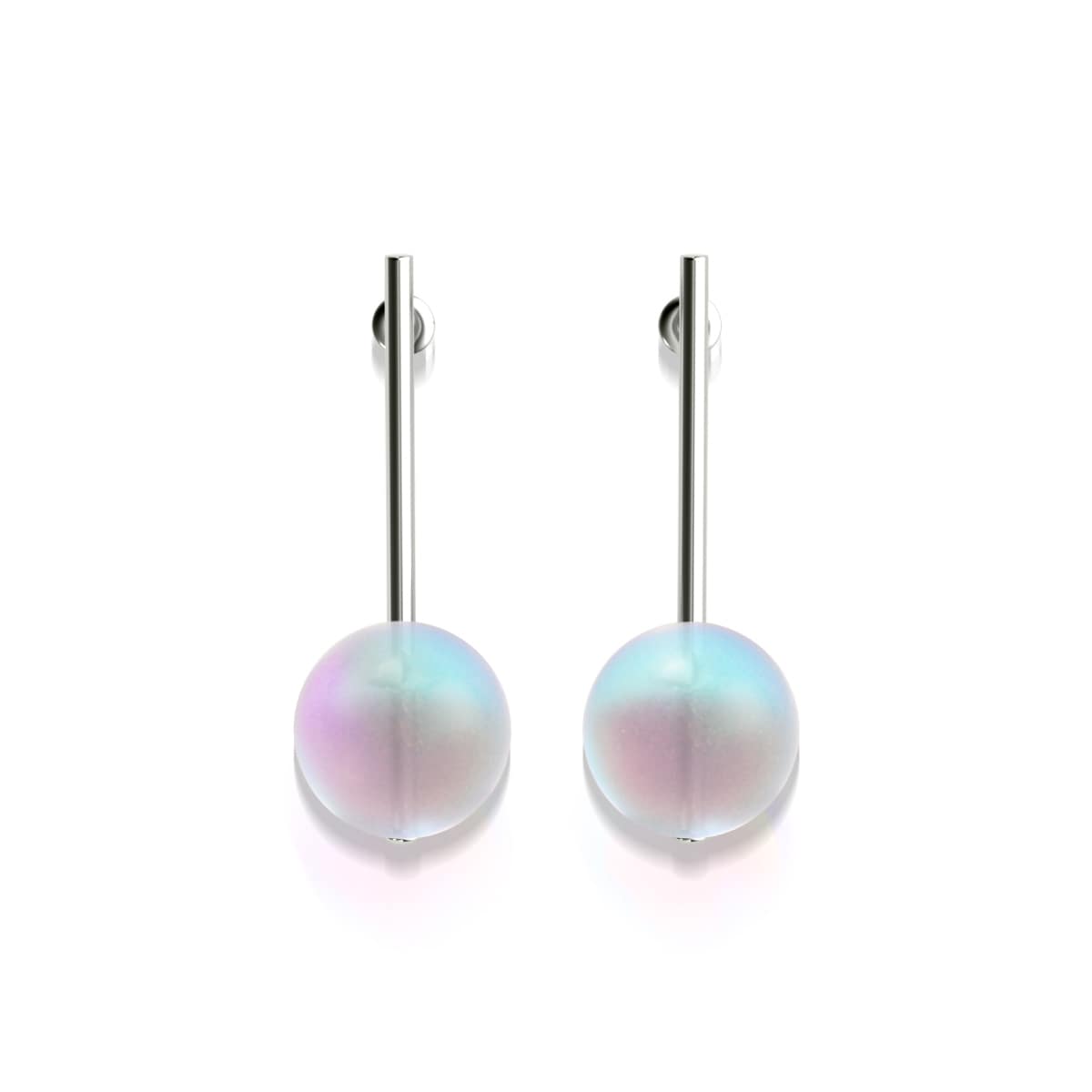 Arc-en-ciel blanc | Argent sterling .925 | Pendants d'oreilles en verre de sirène